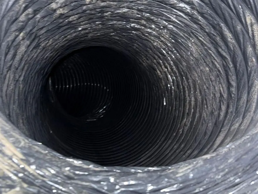Inside of a professionally cleaned flexible air duct